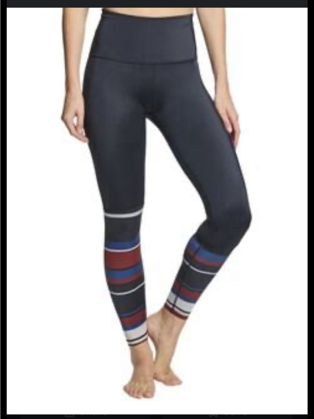 Beyond Yoga High Waist Striped Black Legging Women’s M Red White Blue